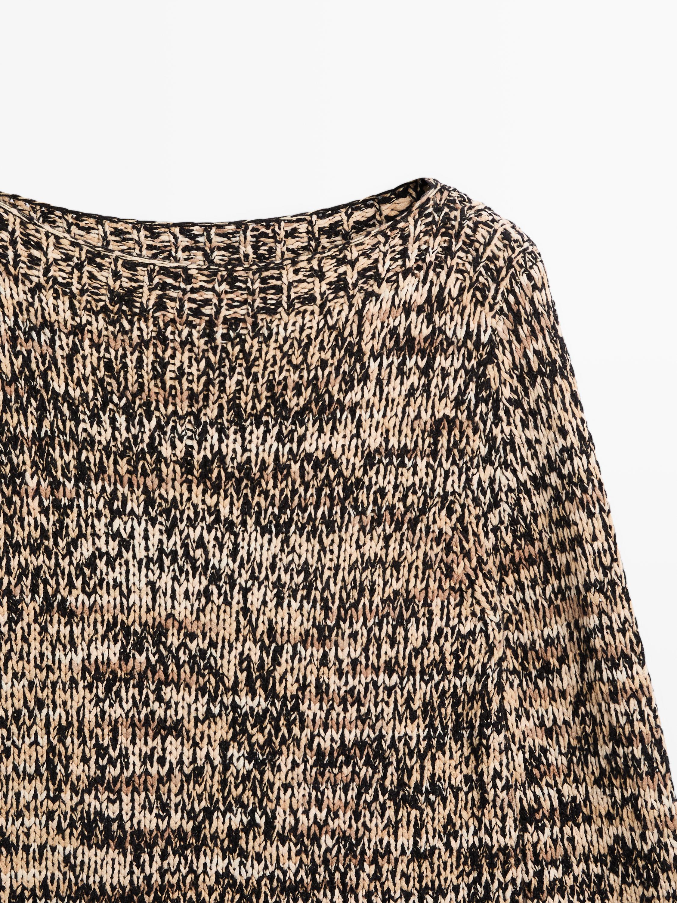 Mouliné cotton blend knit sweater